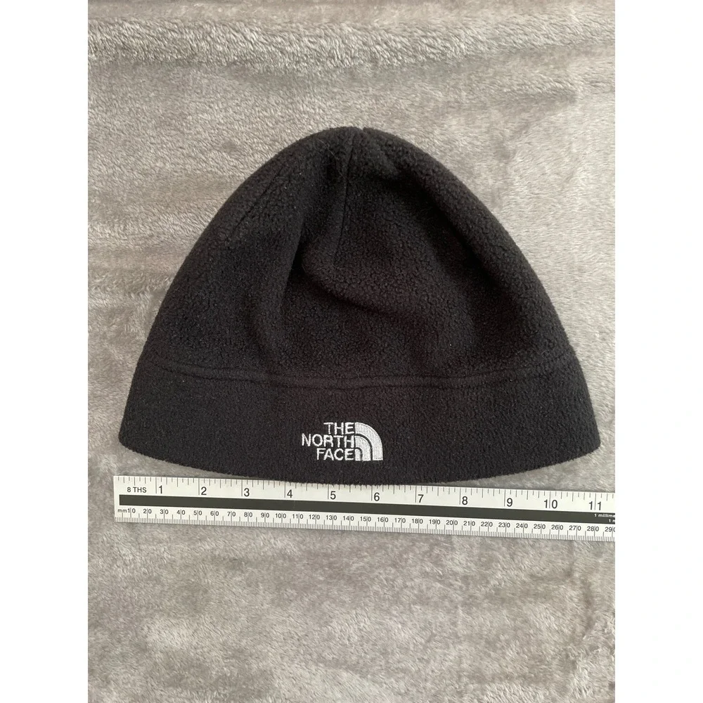 The North Face Black Polartec Fleece Beanie‎ Hat One Size Embroidered Logo